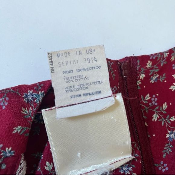 Gunne Sax Burgundy and Cream Midi Dress - Picture 6 of 15